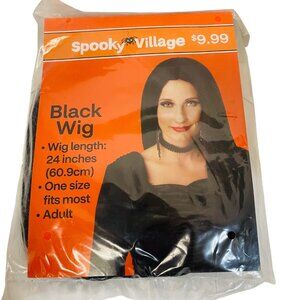 Spooky Village Black Wig Halloween Costume Accessory Adult 24-Inch Length One Si